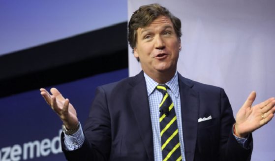 Former Fox News host Tucker Carlson is pictured at Friday's Family Leadership Summit in Des Moines, Iowa.
