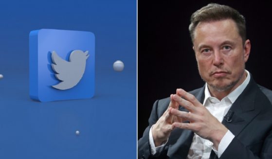 Twitter logo, left; Twitter owner Elon Musk, right.