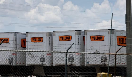 Yellow Corp. box trailers sit at a terminal on June 28 in Medley, Florida.