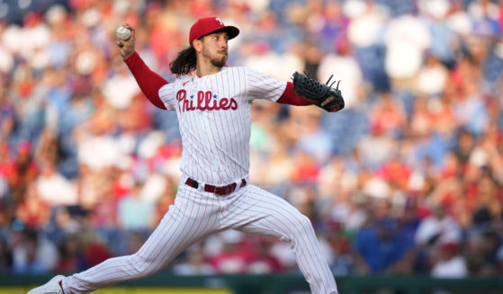 The Philadelphia Phillies' Michael Lorenzen plays in a baseball game against the Washington Nationals on Wednesday in Philadelphia.