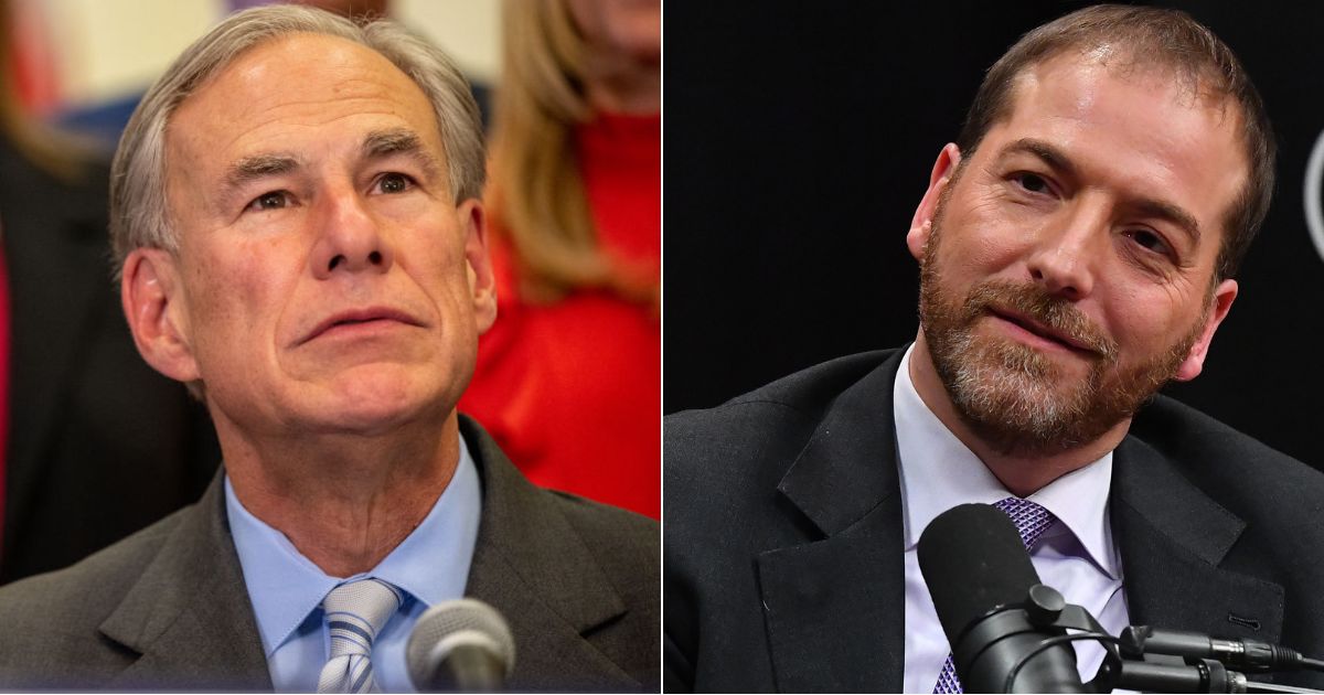 On Wednesday, NBC's Chuck Todd, right, admitted that Texas Gov. Greg Abbott, left, was right when he said the Democrats would turn on the federal government when they were forced to deal with illegal immigrants.