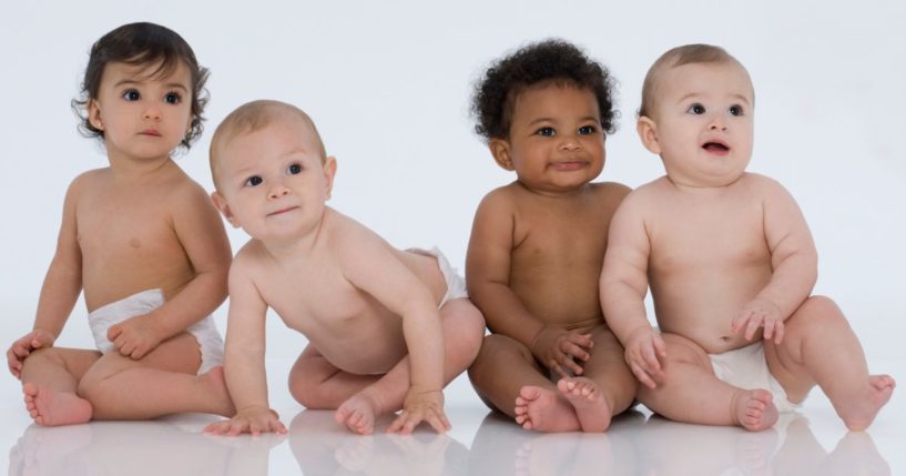 Four babies are pictured in this stock photo. Recently, Facebook Marketplace has come under scrutiny due to recalled baby items being sold on the platform.