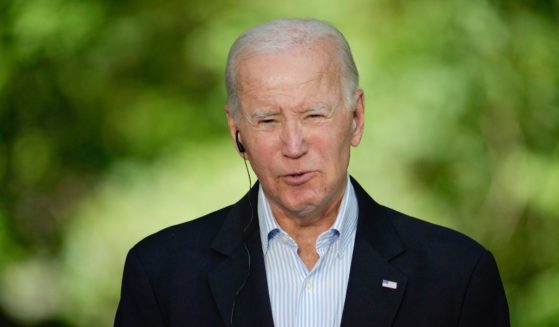President Joe Biden speaks Friday during a joint news conference with Japan's Prime Minister Fumio Kishida and South Korea's President Yoon Suk Yeol at Camp David, the presidential retreat near Thurmont, Maryland.
