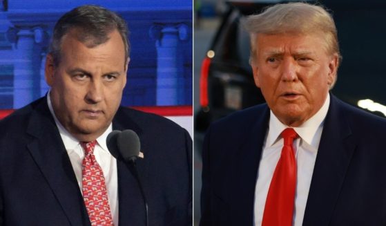 A new attack ad is airing, featuring the mug shot of former President Donald Trump, right, and it appears the former Gov. Chris Christie's, left, PAC is behind it.