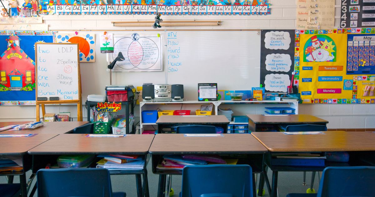 This stock photo shows an elementary school classroom in the United States. A Texas elementary school teacher resigned on Monday after making racist remarks.