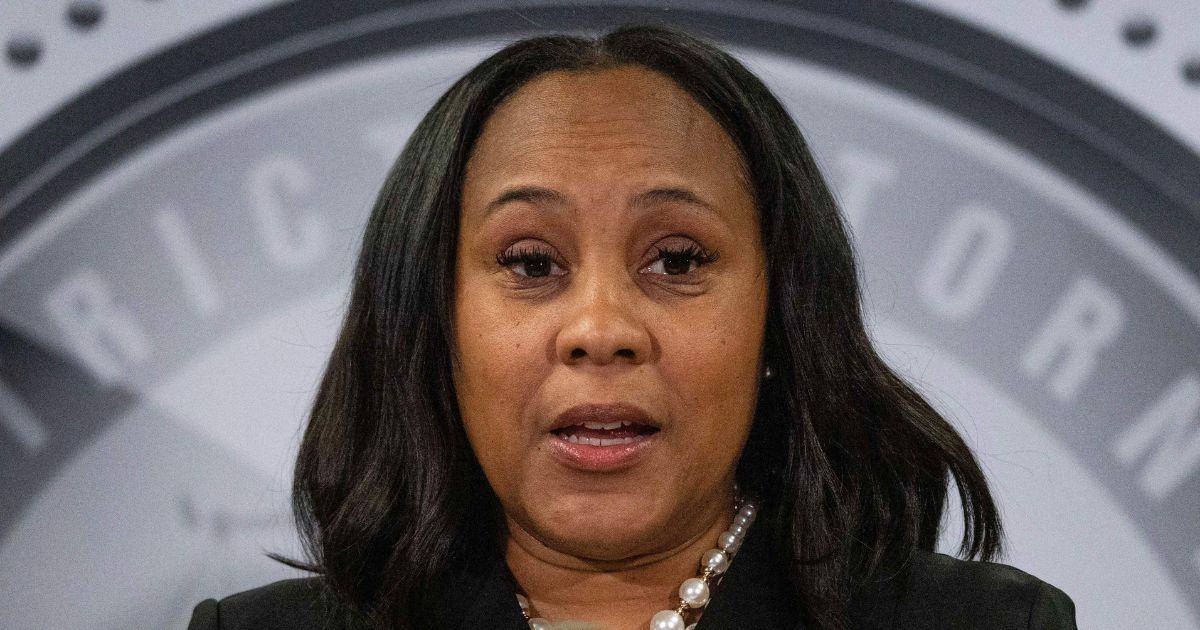 Fulton County District Attorney Fani Willis holds a news conference after a grand jury voted to indict former President Donald Trump and 18 others in Atlanta, Georgia, on Monday.
