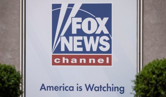 The Fox News logo is displayed outside Fox News Headquarters in New York City on April 12.
