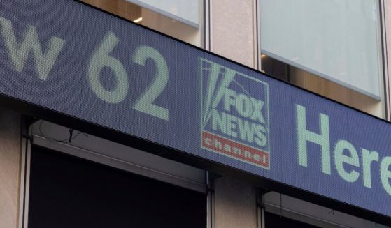 A logo of Fox News is displayed outside Fox News Headquarters in New York in a file photo from April 2023.