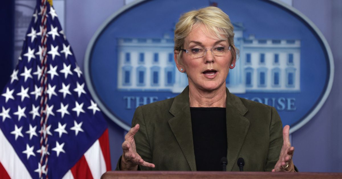 Secretary of Energy Jennifer Granholm speaks during a White House news briefing in the James S. Brady Press Briefing Room of the White House in Washington on Nov. 23, 2021 -- the day President Joe Biden announced the release of 50 million barrels of oil from the Strategic Petroleum Reserve.