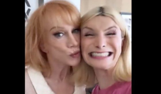 Comedian Kathy Griffin, left, attempted a publicity stunt with transgender influencer Dylan Mulvaney, right, by hosting a salon with him and several female celebrities.