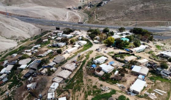 The village of Khan al Ahmar is seen on Jan. 30 in the West Bank.