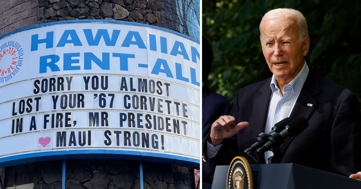 A Hawaiian rental company used its storefront signage to criticize President Joe Biden's response to the Maui wildfire.
