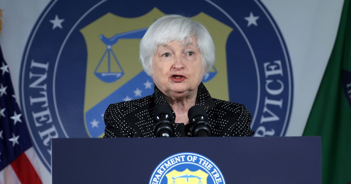 Secretary of the Treasury Janet Yellen delivers remarks on Wednesday in McLean, Virginia.