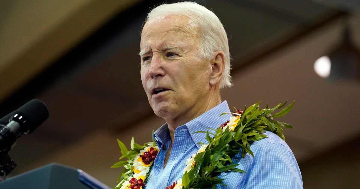 President Joe Biden speaks during his visit to Lahaina on Maui following devastating wildfires on the island.