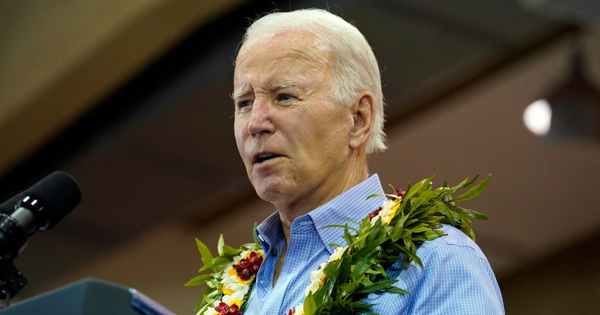 President Joe Biden speaks about the Maui wildfires at the Lahaina Civic Center in Lahaina, Hawaii, on Monday.