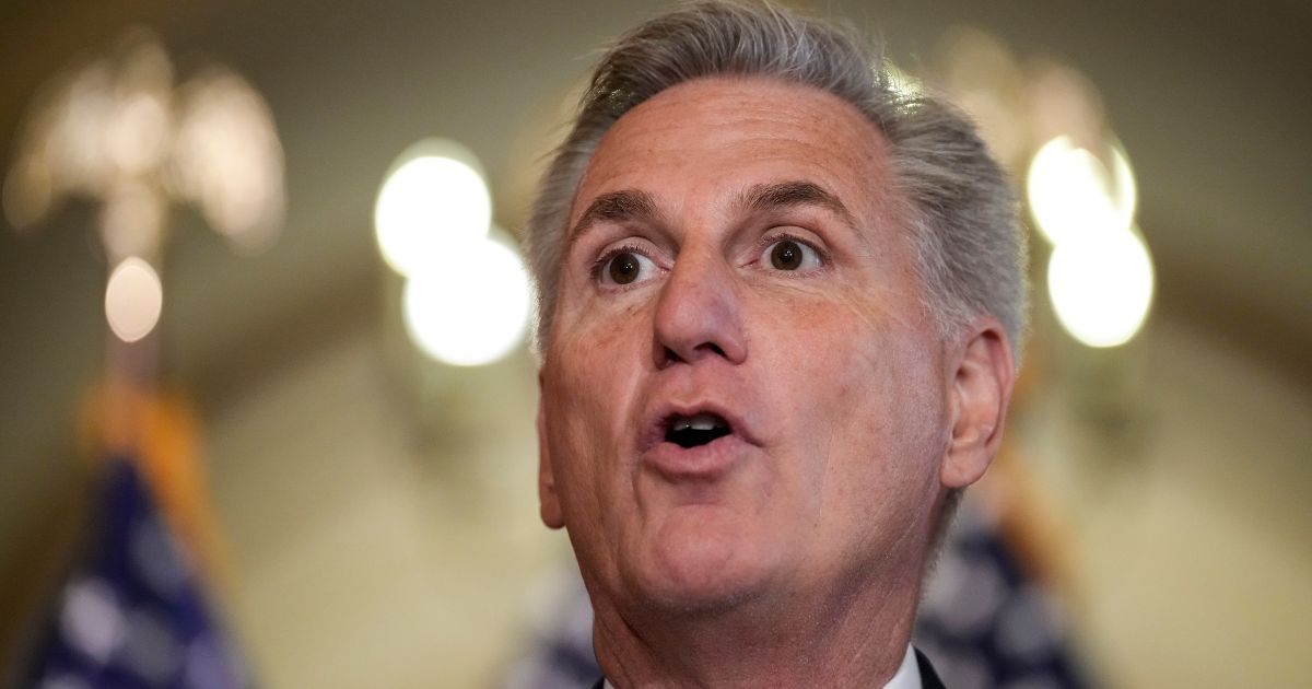 Speaker of the House Kevin McCarthy speaks to reporters at the U.S. Capitol on July 27 in Washington, D.C.