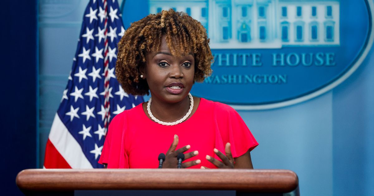 White House press secretary Karine Jean-Pierre speaks during the daily news briefing at the White House in Washington, D.C., on Monday.