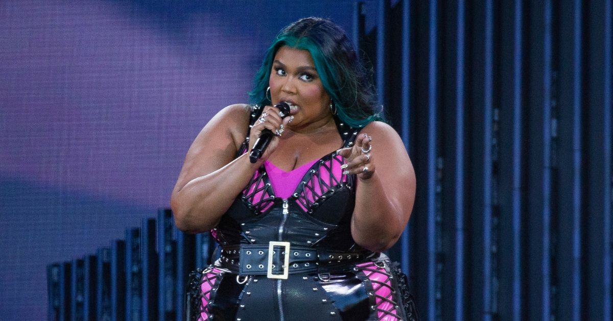 Lizzo performing in England