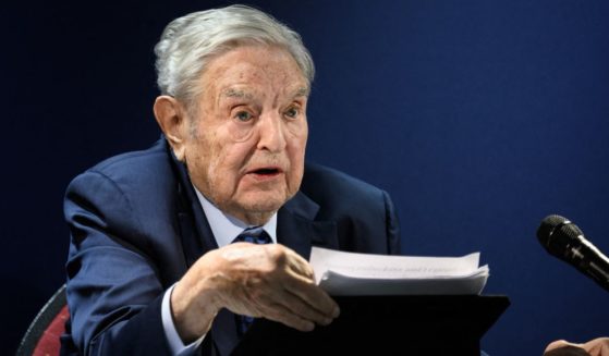 George Soros addresses an assembly at the World Economic Forum's annual meeting in Davos, Switzerland, on May 24, 2022.
