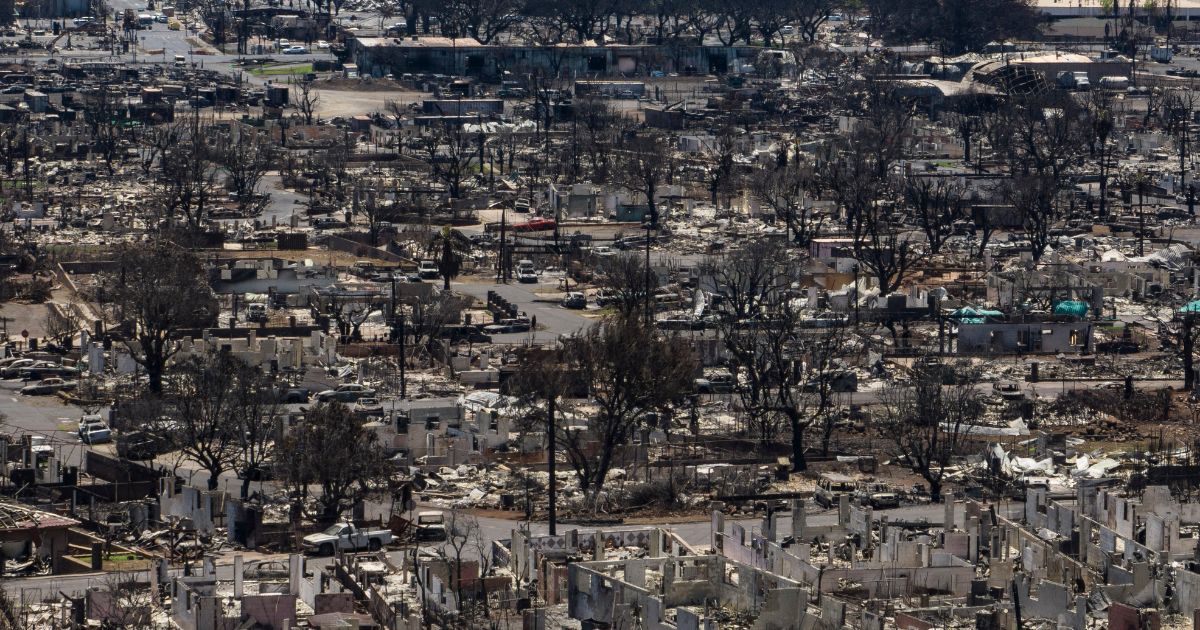 A general view shows the aftermath of a devastating wildfire in Lahaina, Hawaii, on Tuesday.
