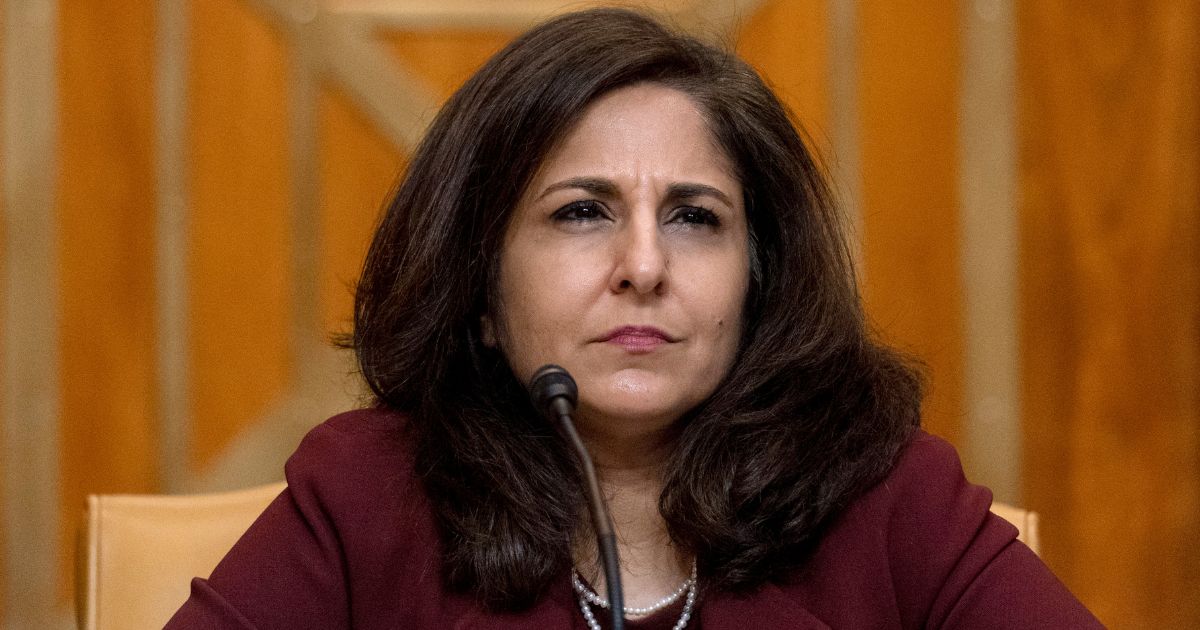 Neera Tanden, then-Biden appointee for Director of the Office of Management and Budget, appears before a Senate Committee on the Budget hearing on Capitol Hill in Washington, D.C., on Feb. 10, 2021. (Andrew Harnik-Pool / Ge