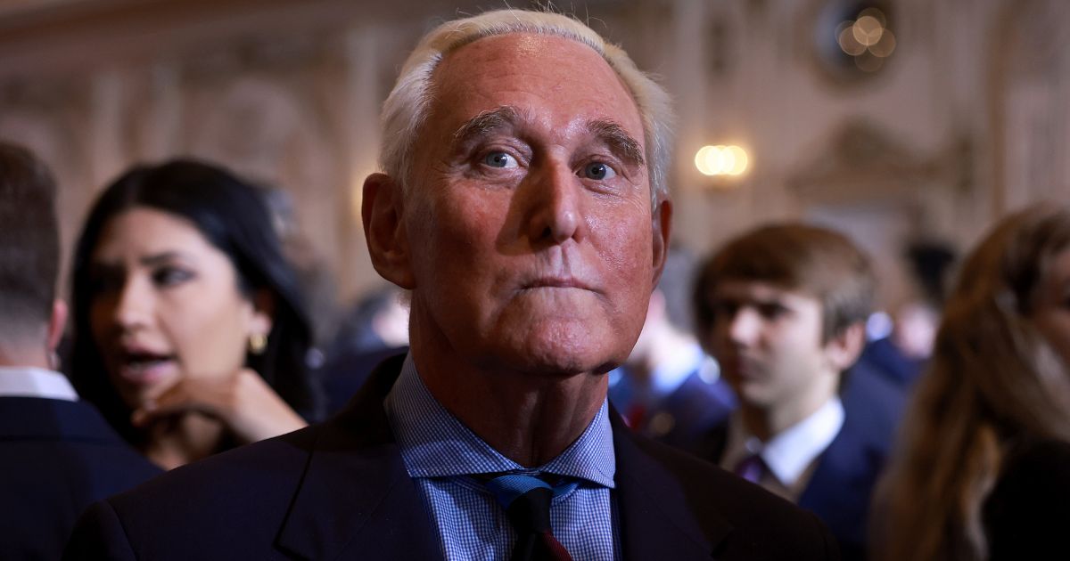 Roger Stone waits for the arrival of former President Donald Trump during an event at his Mar-a-Lago home in Palm Beach, Florida, on Nov. 15, 2022.