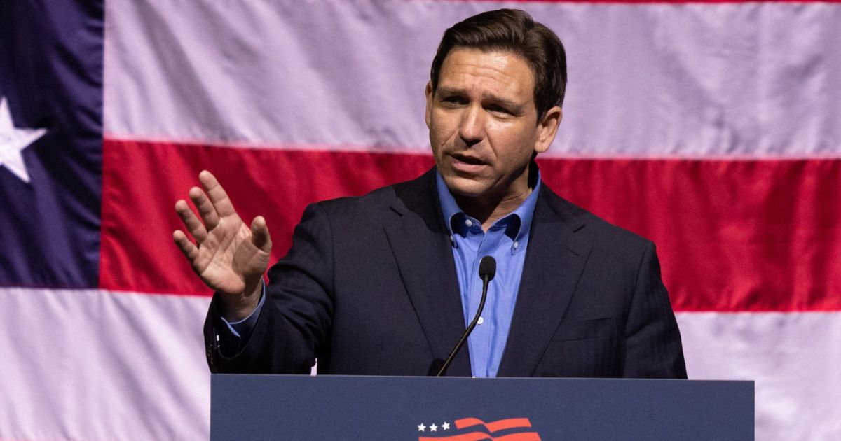 Florida Governor and 2024 presidential hopeful Ron DeSantis is seen in a photo during a June campaign stop.