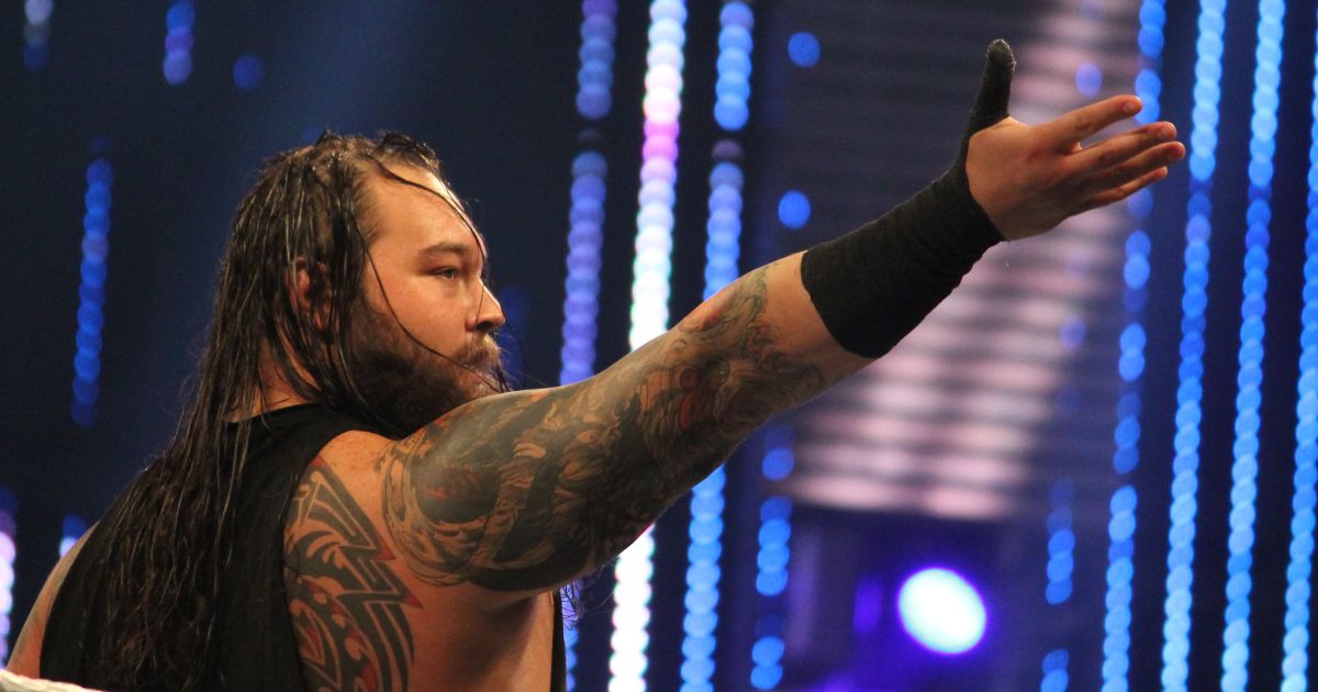 Windham Rotunda performs as "Bray Wyatt" during a WWE event in Lafayette, Louisiana, on April 7, 2014.