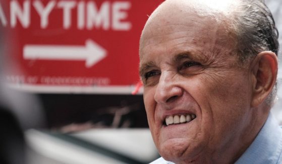 Former New York City Mayor Rudy Giuliani makes an appearance in support of fellow Republican Curtis Sliwa, who was a mayoral candidate at the time, in New York City on June 21, 2021.