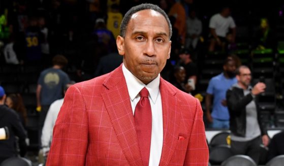 Stephen A. Smith attends a playoff basketball game between the Los Angeles Lakers and the Golden State Warriors at Crypto.com Arena on May 08, 2023 in Los Angeles, California.