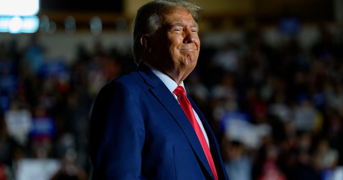 Former President Donald Trump enters Erie Insurance Arena for a political rally while campaigning for the GOP nomination in the 2024 election on July 29 in Erie, Pennsylvania.