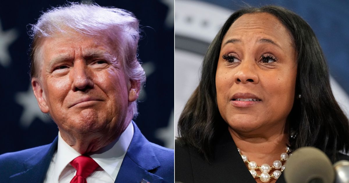 On Thursday, former President Donald Trump, left, took to Truth Social to announce his "arrest time" and to attack District Attorney Fani Willis.