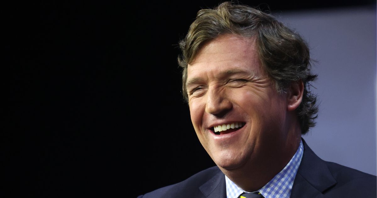 Former Fox News host Tucker Carlson speaks at the Family Leadership Summit in Des Moines, Iowa, on July 14.