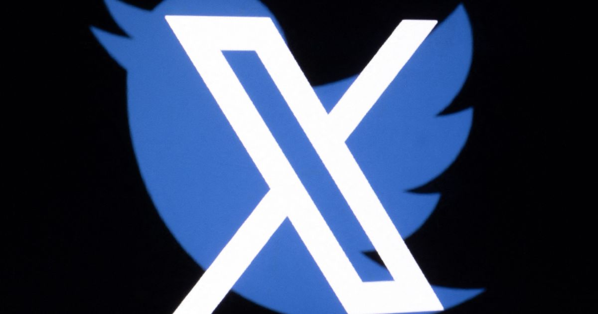 This illustration photo shows the new X logo superimposed over the old Twitter logo.