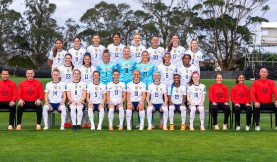 The U.S. Women's National Soccer Team poses for a team photo during training in Auckland, New Zealand, before the Women's World Cup on July 16.