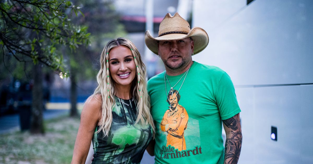 Brittany Aldean and Jason Aldean seen backstage for night 3 of the 50th CMA Fest at Nissan Stadium on June 10, 2023 in Nashville, Tennessee.