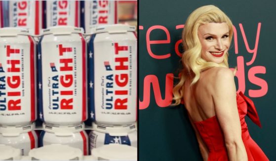 Conservative Dad's Ultra Right beer is displayed in a store. Dylan Mulvaney arrives for the 2023 Streamy Awards in Los Angeles on Sunday.