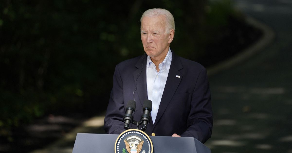 President Joe Biden speaks during a trilateral press conference at Camp David in Maryland on Friday.