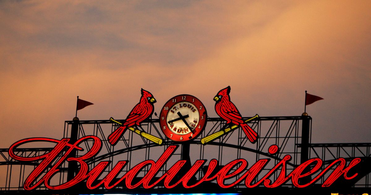 The Budweiser logo is displayed at Busch Stadium during a baseball game between the St. Louis Cardinals and Milwaukee Brewers on July 22, 2008, in St. Louis. Budweiser recently announced that they are changing their can design, and customers are backing away even further from the brand.