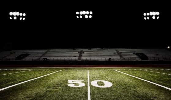 A football field is seen in this stock image.
