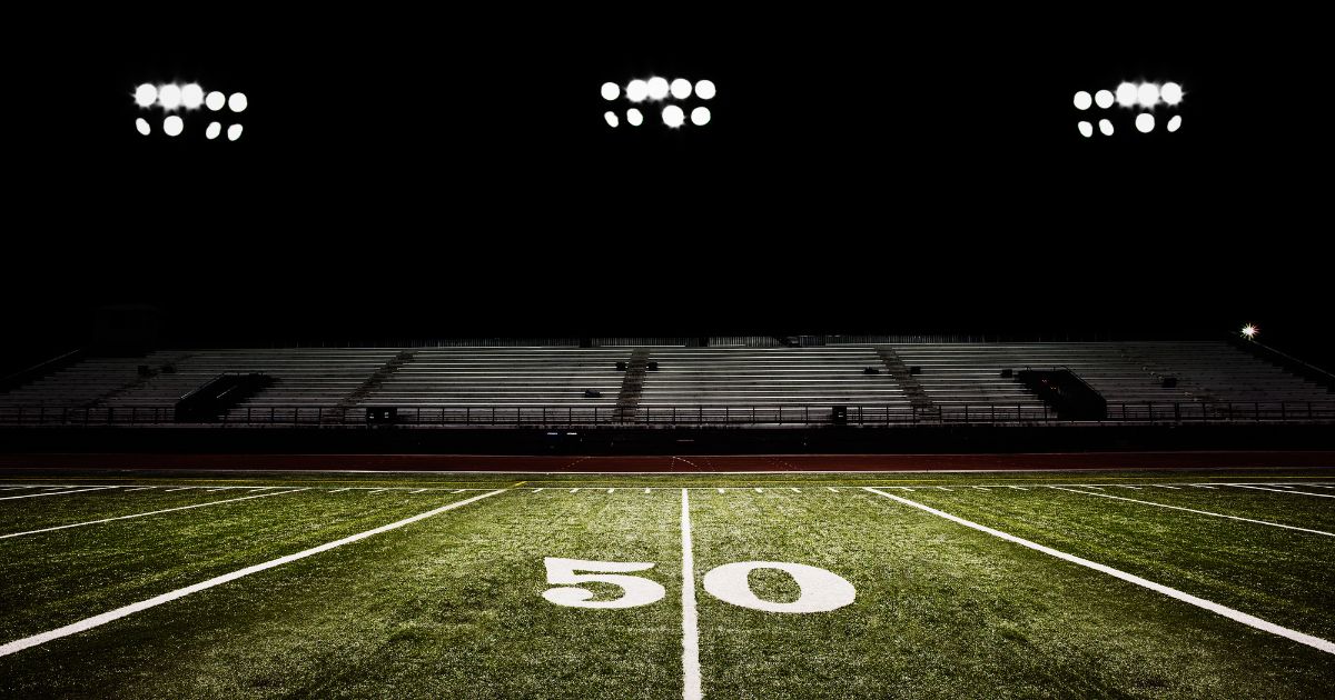 A football field is seen in this stock image.