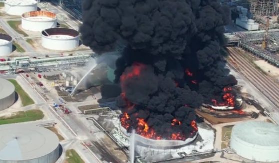In a fire that started on Friday, the third-largest U.S. oil refinery is still ablaze.