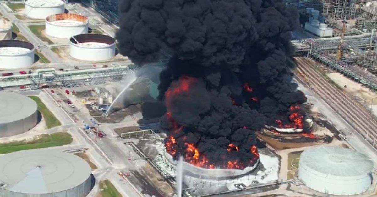 In a fire that started on Friday, the third-largest U.S. oil refinery is still ablaze.