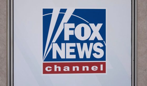 A logo of Fox News is displayed outside the network's headquarters in New York on April 12.