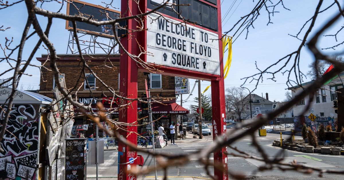 The memorial for George Floyd outside of Unity Foods at George Floyd Square in Minneapolis, Minnesota, on April 10, 2023.