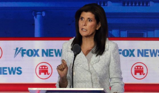 Republican presidential candidate, former U.N. Ambassador Nikki Haley participates in the first debate of the GOP primary season hosted by FOX News at the Fiserv Forum on Wednesday in Milwaukee.