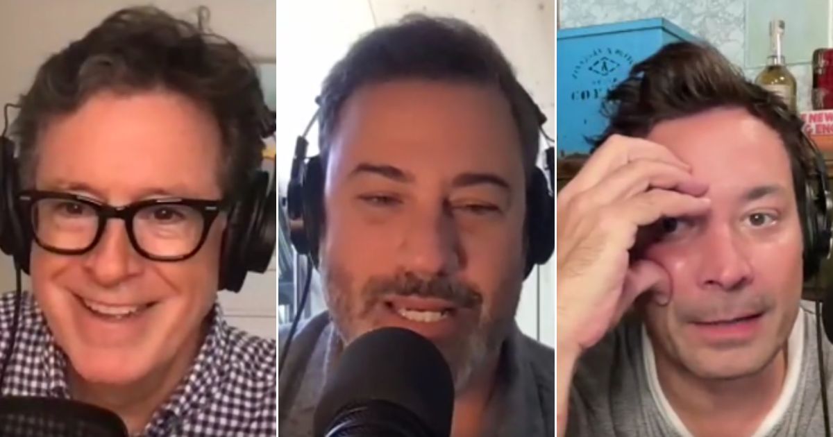 TV hosts Stephen Colbert, Jimmy Kimmel, and Jimmy Fallon, and two others, started a podcast.