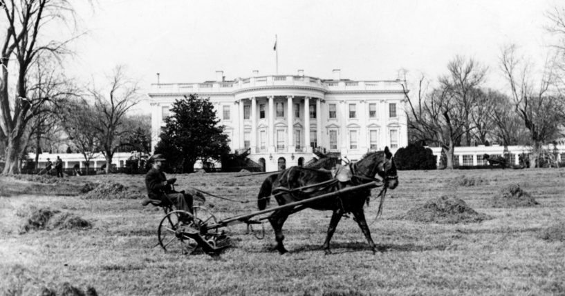 This is an undated view of the White House building in Washington, circa 19th century.