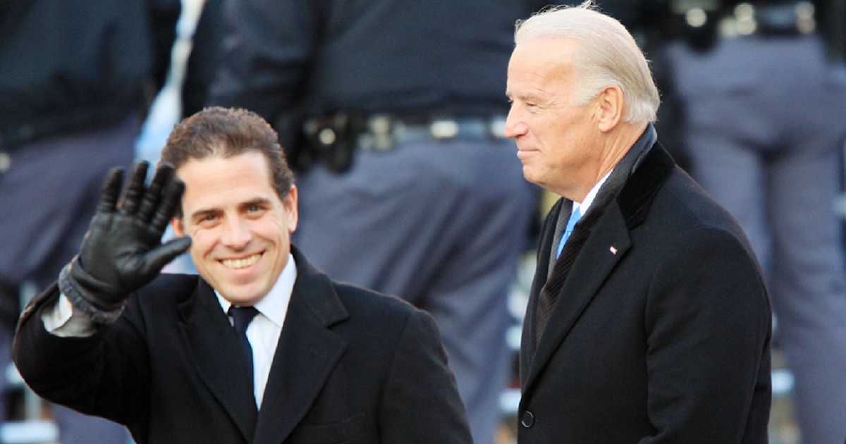 Then-Vice President Joe Biden and his son, Hunter, are pictured in a 2009 file photo from the inauguration parade for then-President Barack Obama.