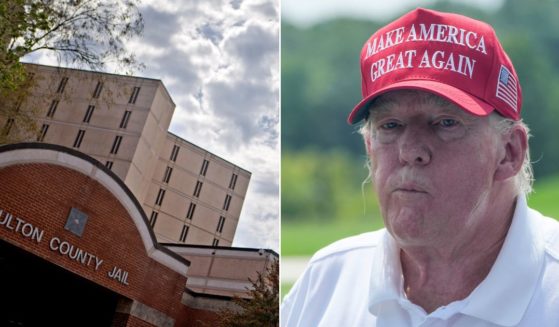 Former President Donald Trump, right, soon will be booked at the Fulton County Jail in Atlanta, shown at left in 2013.